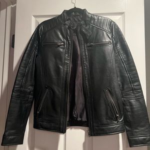 Men leather biker jacket , from ASOS. Size S, 100% sheep leather. Brand Barneys